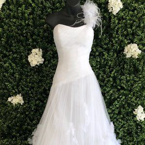 Demetrios 1420 White Size 12 Tulle A-line